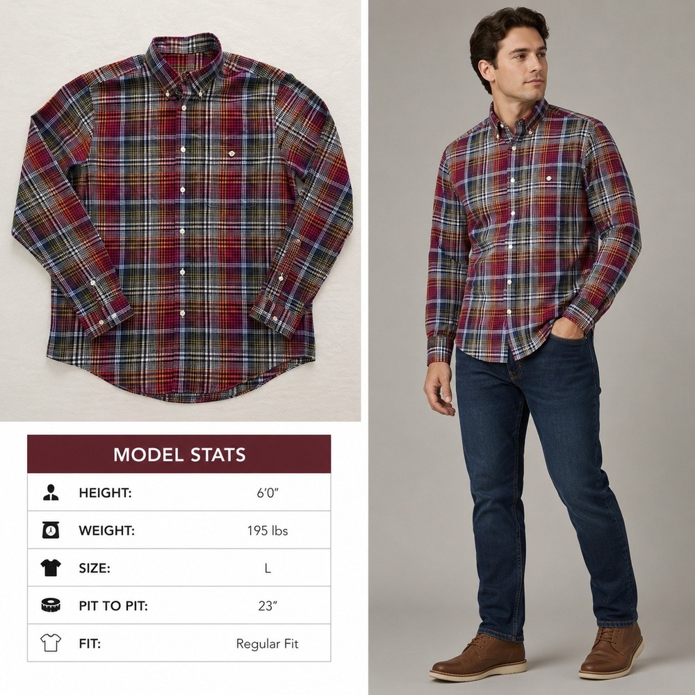Orvis Mens Plaid Button Down Shirt Large Multi Color Cotton Long Sleeve 2GF7